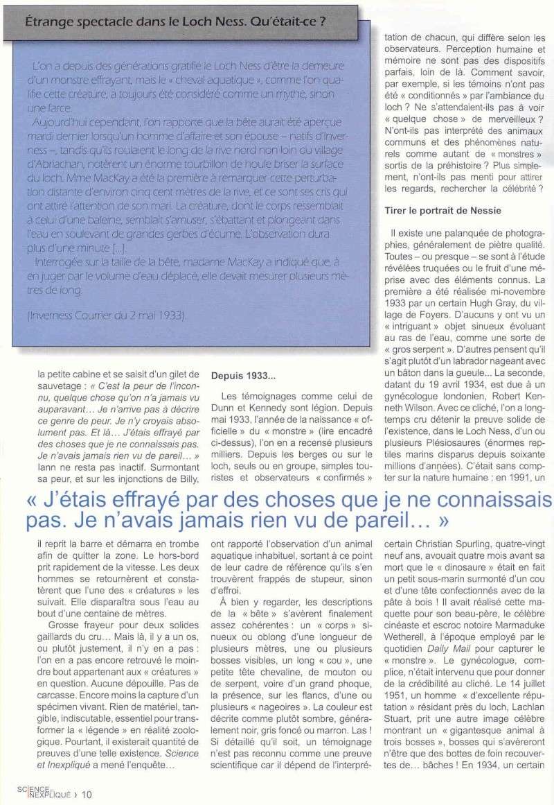 Science et inexpliqué : article sur le monstre du Loch Ness Doc310