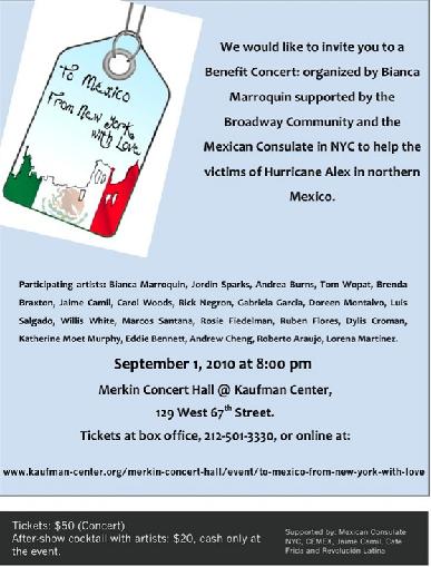 Concierto a beneficio de las victimas del huracan a mexico desde nueva york con amor! Huraca10