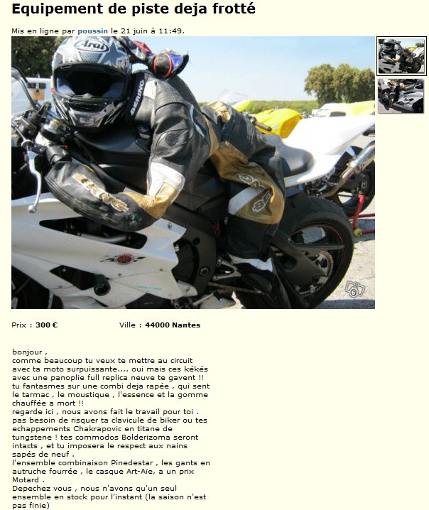 Betisier des annonces moto et accessoires Equipe10