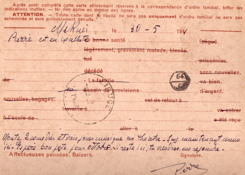 Utilisation des entiers Iris et Pétain et cartes interzones hors de France 1941_i11