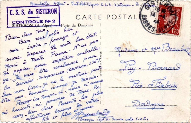 Tarif des cartes postales pendant la Deuxième Guerre mondiale 1944_s10