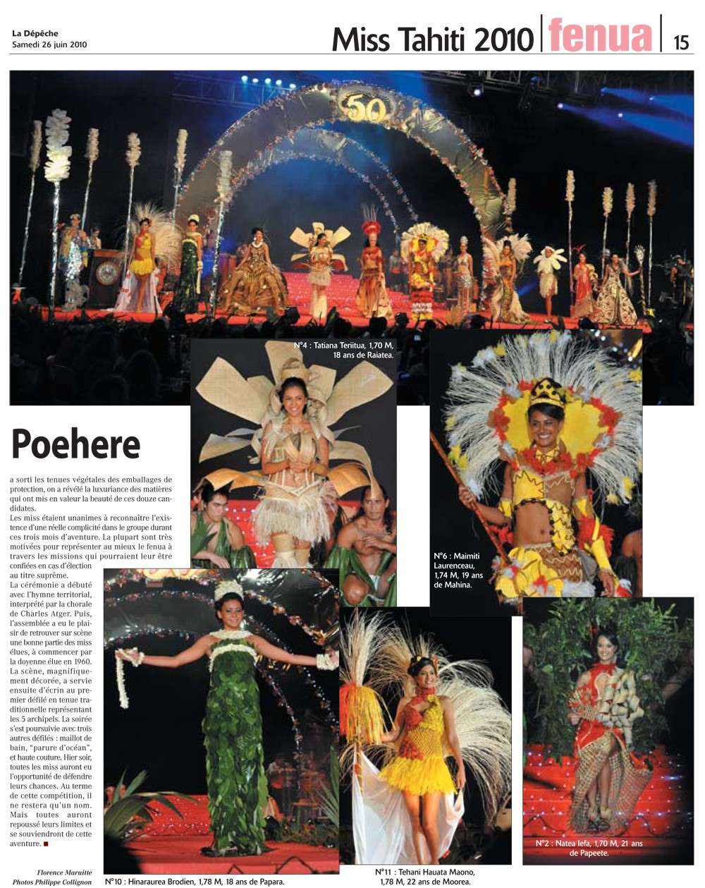 Article dans La Dépêche de Tahiti du 26 juin 2010 - Poehere Hutihuti élue miss Tahiti Page_011