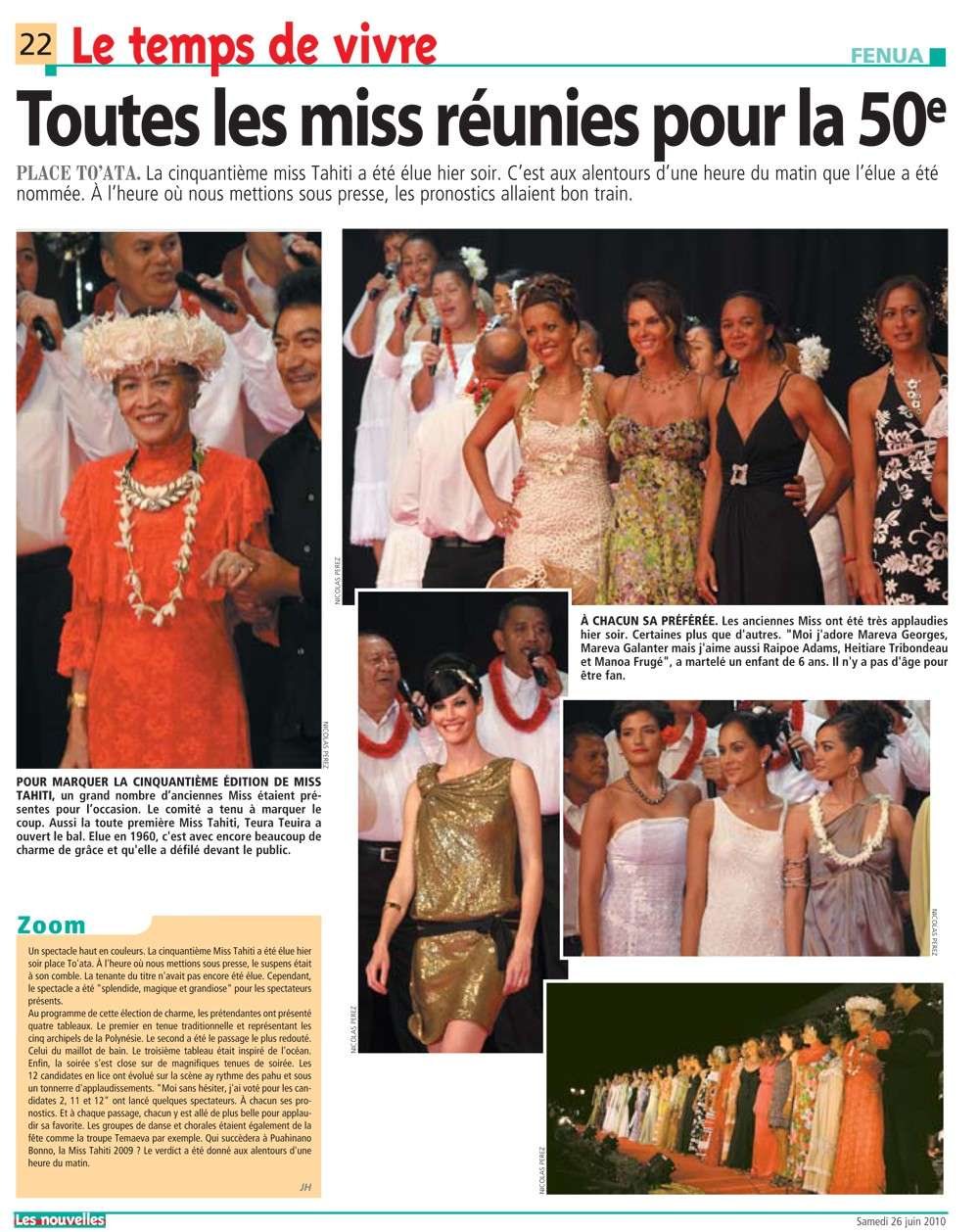 Article dans Les Nouvelles de Tahiti du 26 juin 2010 - Poehere Hutihuti, 50e miss Tahiti Page_013
