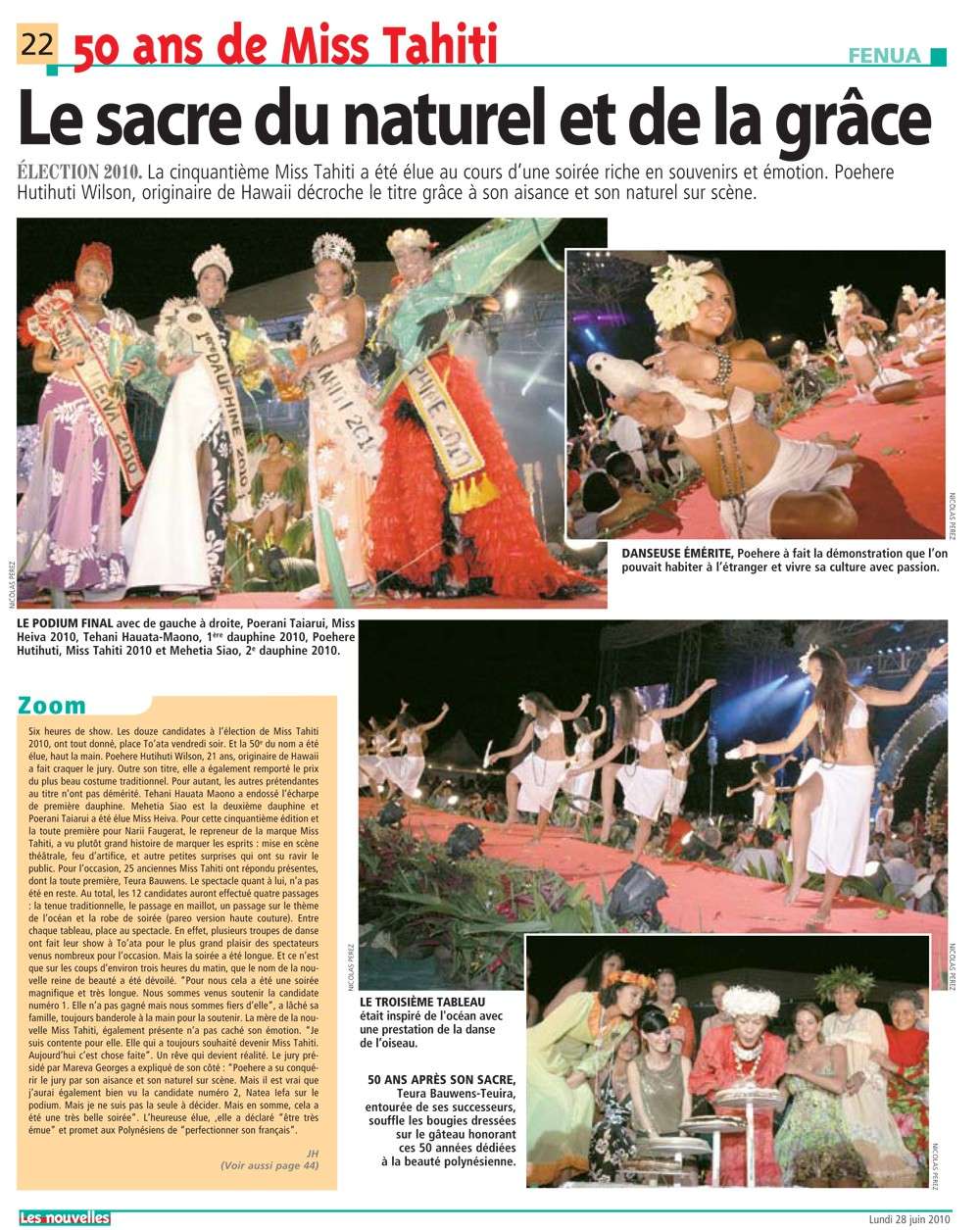 Article dans Les Nouvelles de Tahiti du 28 juin 2010 - Le sacre du naturel et de la grâce Page_024