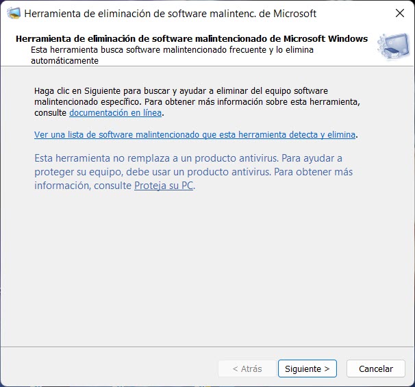 Herramienta de eliminación de software malintencionado de Windows Herram11