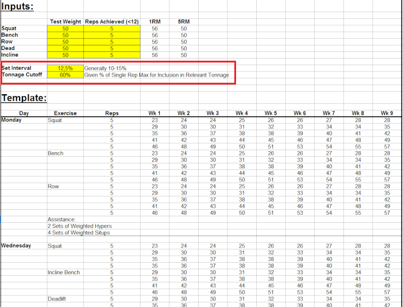 bill starr 5x5 excel spreadsheet