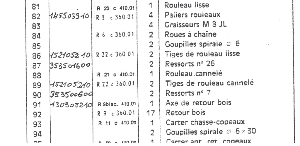 Combiné LUREM C410 recherche de ressort pour rouleau rabot Liste10