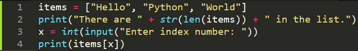 Python - Print Index Number of List Item via User Input Screen17