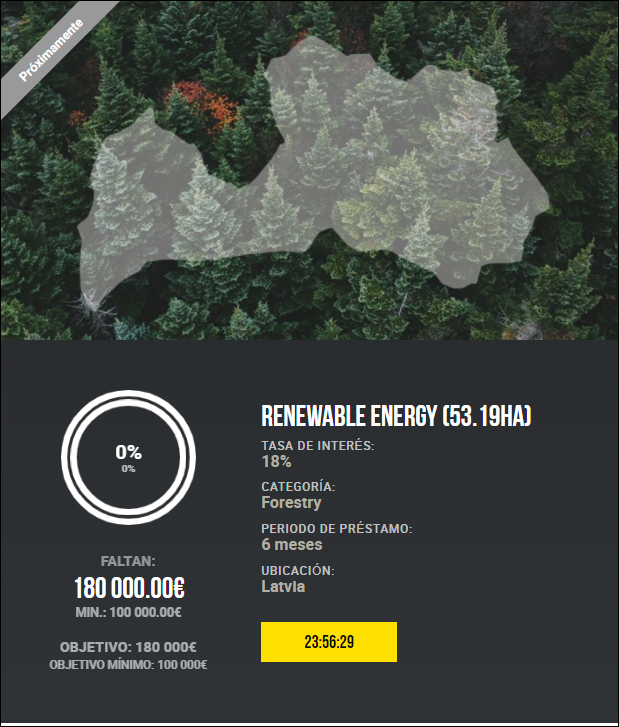 Proyecto Renewable energy (53.19ha)( Rent. 18% a 6 meses)  1909