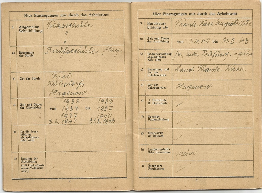 Un grouping de papiers ( 9 documents ) d'un jeune Allemand... Groupi31