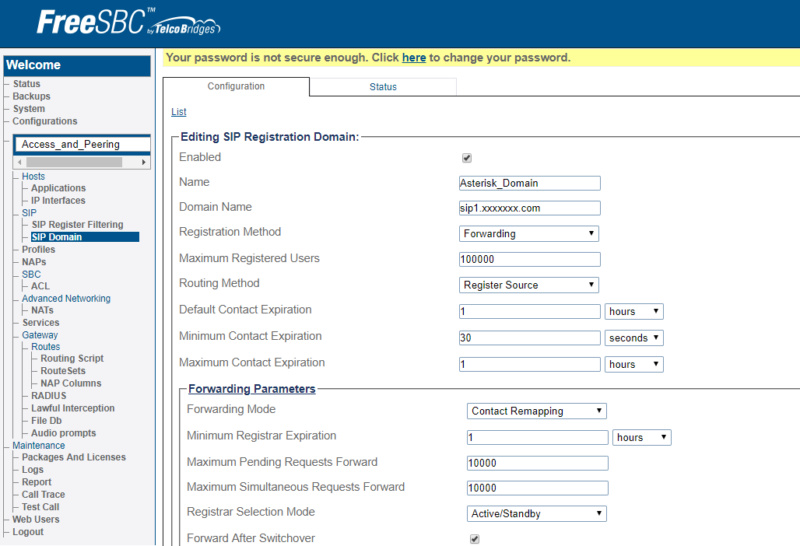 FreeSBC forwards incoming registration messages to the registrar but registrar returns an error Forwar12