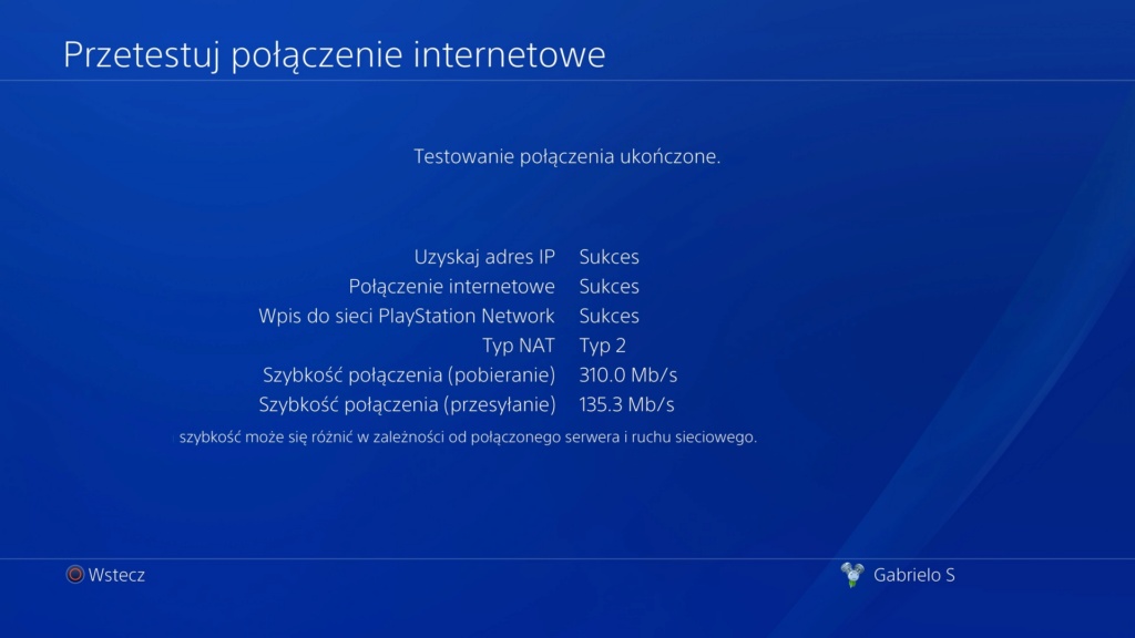 Prędkość Internetu w PS 4  Intern11
