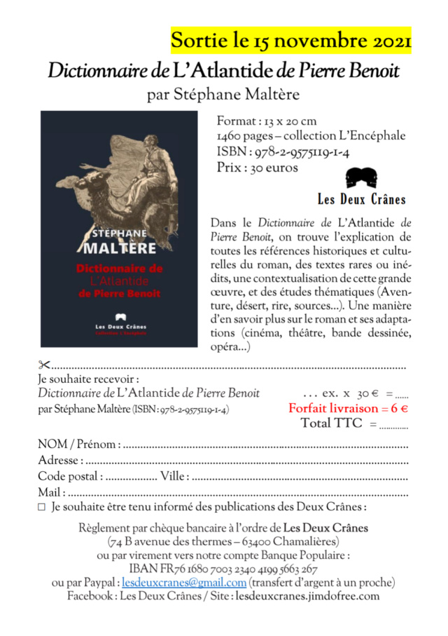 Dictionnaire de l'Atlantide de Pierre Benoit, Stéphane Maltère (sortie le 15 novembre 2021) 20211012