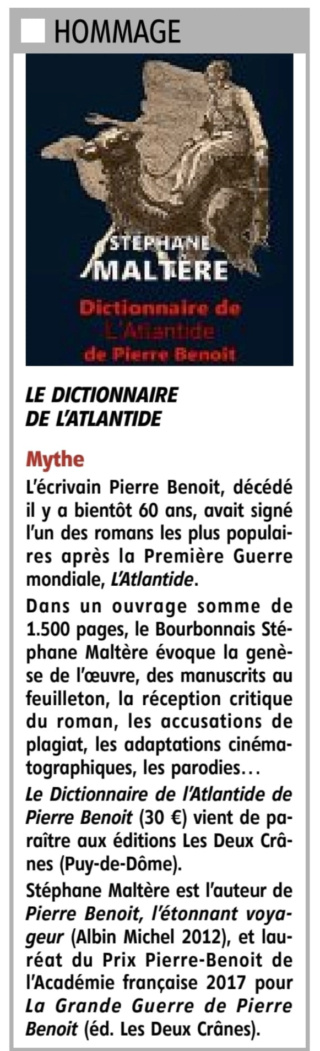 Revue de presse : Dictionnaire de L'Atlantide de Pierre Benoit (2021) 25746611