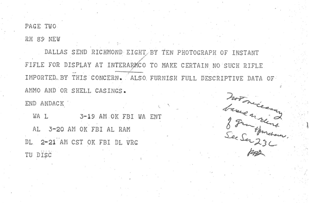 3166 - In search of 11/23/63 Richmond teletype RE: rifle Rich_210
