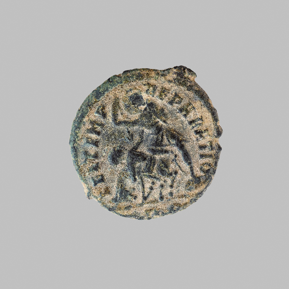 AE3 de Constancio II. FEL TEMP – REPARATIO. Soldado romano alanceando a jinete caído. _asn7213