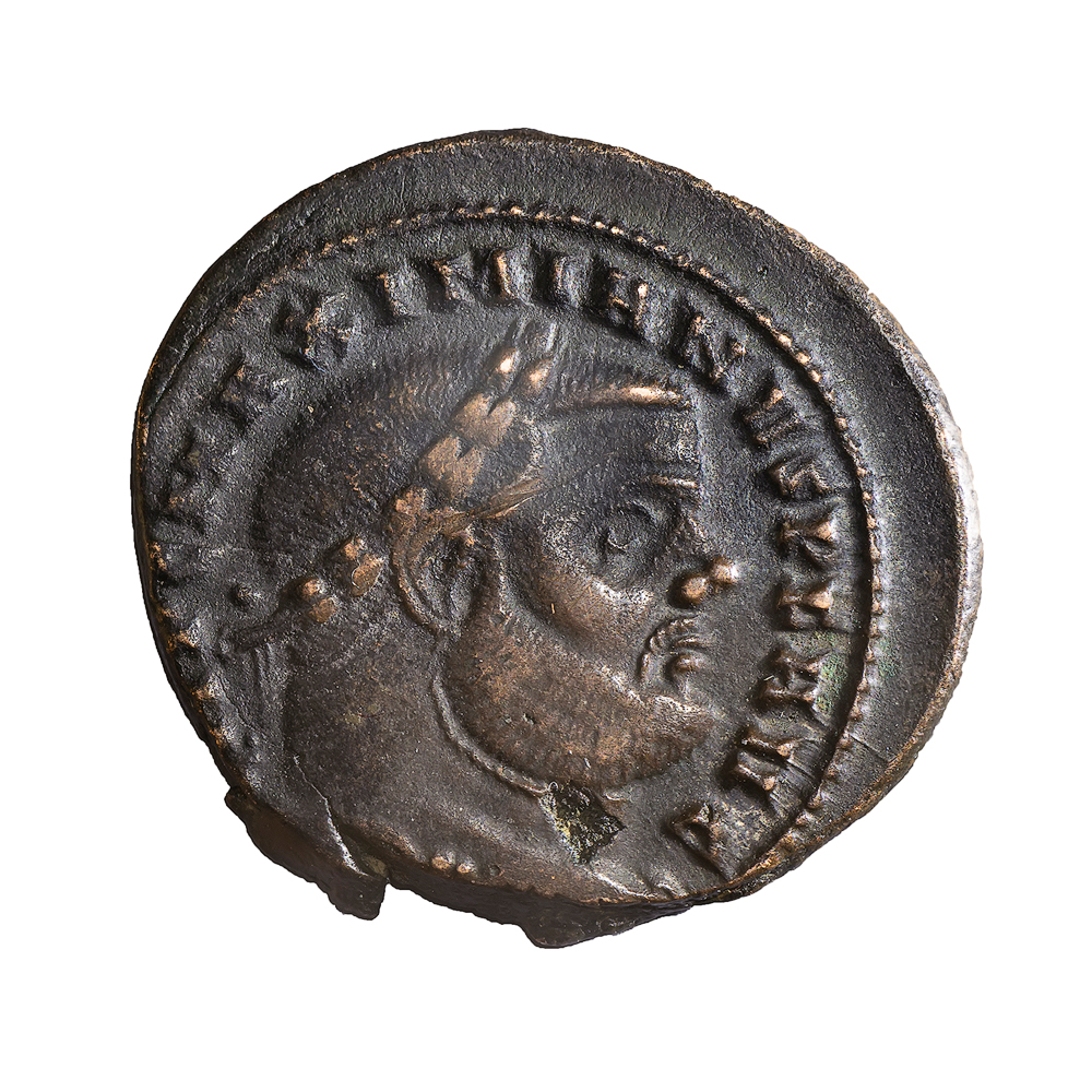Nummus de Maximiano Hércules. SACRA MONET AVGG ET CAESS NOSTR. Moneda a izq. Ticino _dsc7212