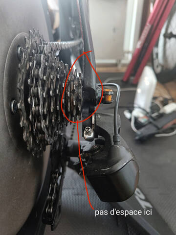 Cassette qui frotte contre le cadre Home trainer tacx