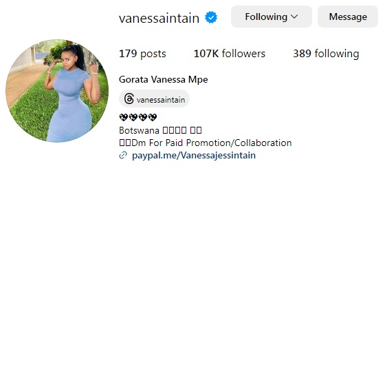 Scammer With Photos of Gorata Vanessa Mpe vanessaintain 741