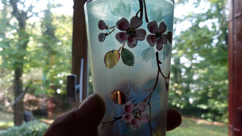 Un verre emaillé decor fleur d'eglantier XIXéme P1050228