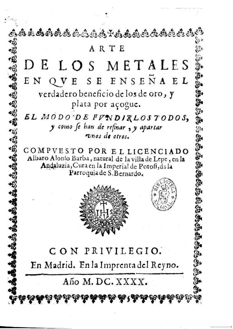 Arte de los Metales, minería en 1640. 00110