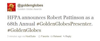 Robert Pattinson présent aux Golden Globes 2011 Golden12