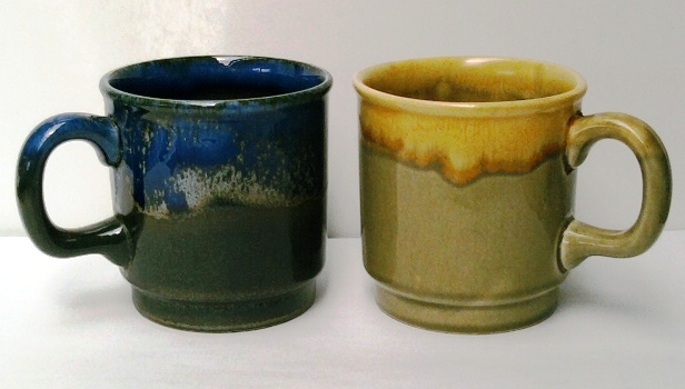 Two Double Dipped Crown Lynn Mugs .... Stacki10