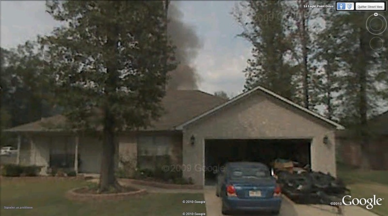 STREET VIEW : Maison en feu  Gibson Arkansas USA 128
