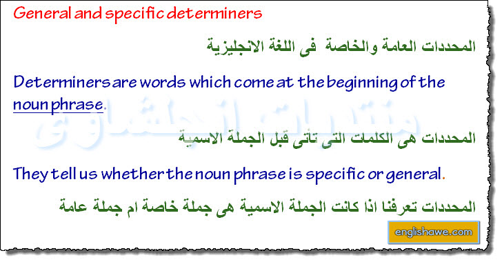 درس كامل للمحددات العامة والخاصة فى اللغة الانجليزية General and specific determiners 126
