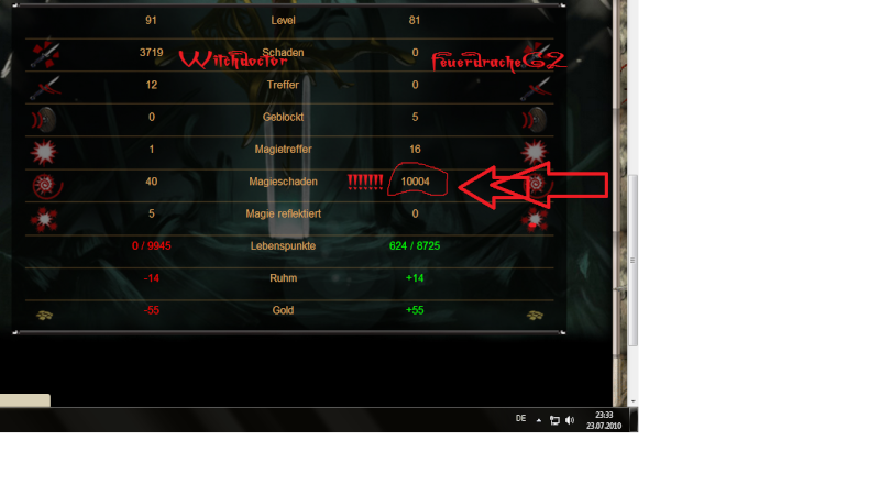 hab gewonnen gegner 10 lvl über mir  Schade10