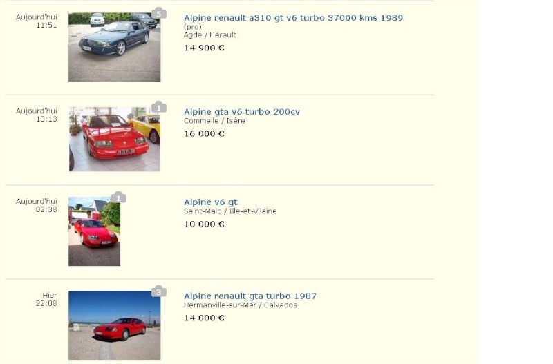 Les belles Alpine GTA et A610 à vendre - Page 2 Annonc10