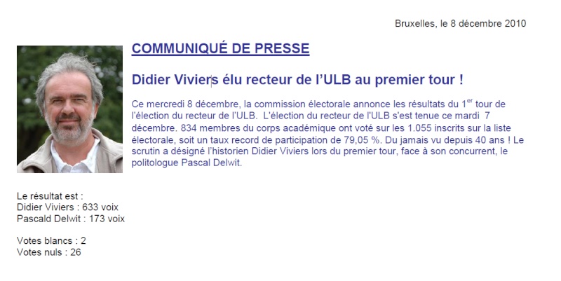 [ULB] Demission/Election du Recteur de l'Université Libre de Bruxelles Vivier10