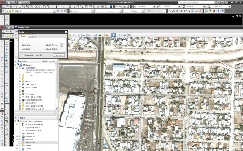 CONSEJO: Como usar Google Earth para obtener una lotificacion, trazo de vialidad, etc. en Auto Cad Medir_10