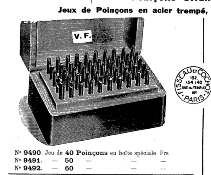 2 boites d'outils d'horlogerie. Rivoirs et poinçons. Poinzo12