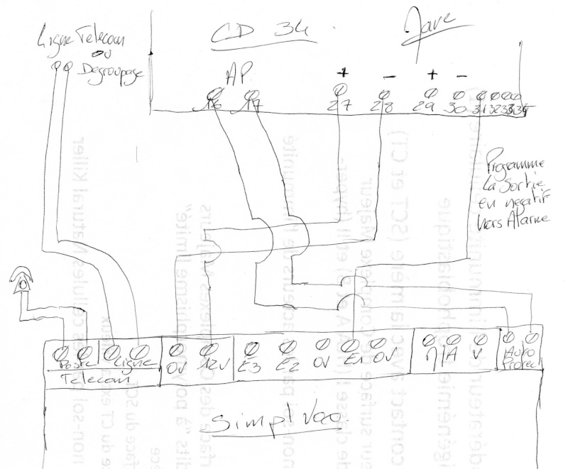 Aritech : cablage entre centrale CD34 et Simpl'vox Img10410
