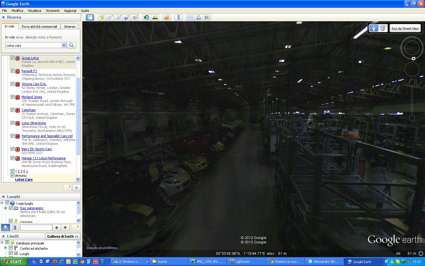 Google Street View dentro la factory LOTUS Lotusc10