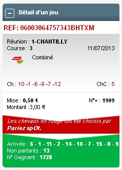11/07/2013 --- CHANTILLY --- R1C3 --- Mise 3 € => Gains 0 € Screen30
