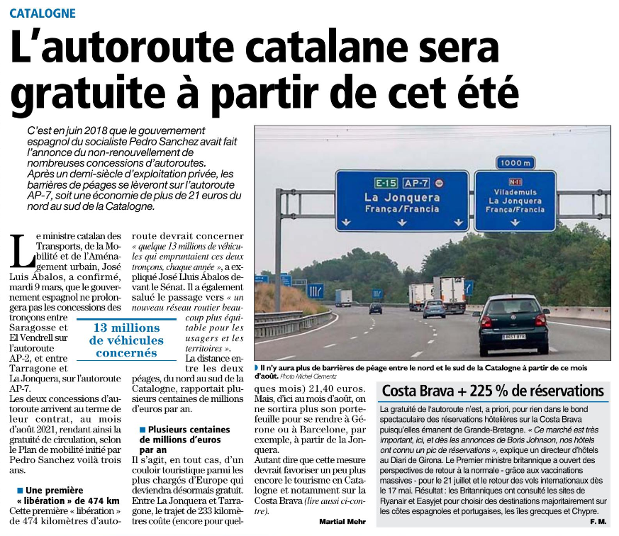 [Carburant, Routes, Police] Autoroute Catalogne changement proche Catalo10