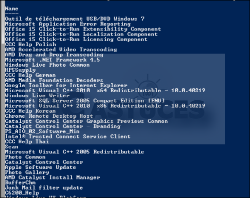 Récupérer la liste de tous les logiciels installés - Windows 7 3806-410