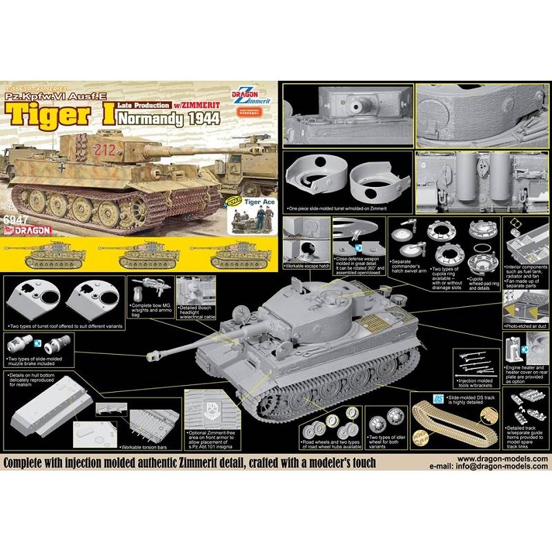 Tigre I Late Production w/Zimmerit Dragon 1/35ième Pzkpfw10