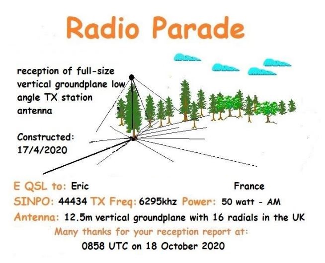 eQSL de RADIO PARADE Parade10