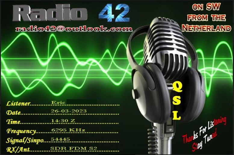 eQSL de Radio 42 Radio410