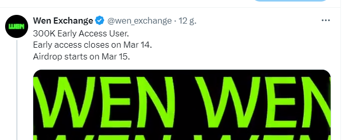 Wen Exchange - 400 Tokenów $WEN za rejestrację Despas10