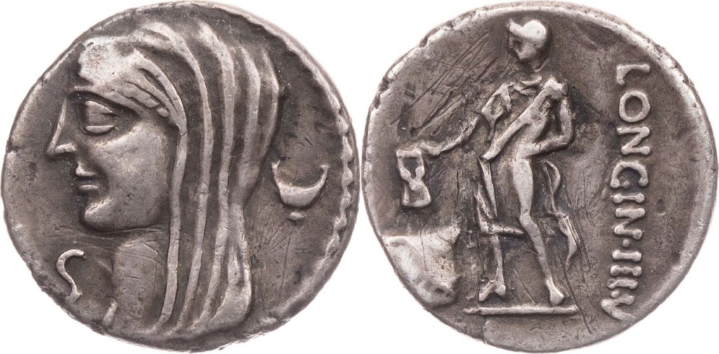 Denario de la gens Cassia. LONGIN III V. Ciudadano togado depositando voto. Roma. 11445_11
