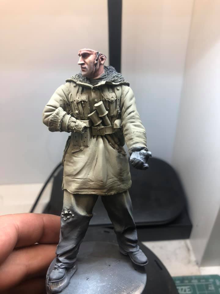 WWII - Figurine 1/16 - Mitrailleur Allemand 2e guerre mondiale - Terminé 0310