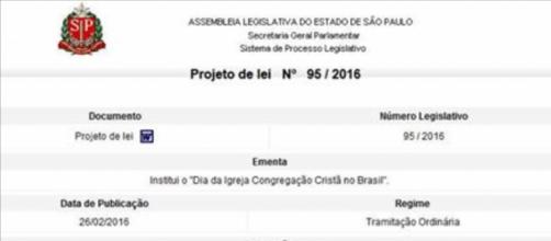 CCB Tentou Criar Projeto de Lei Cria Dia Congregação Cristã no Brasil mas é Vetado Congresso Brasilia Reprod10