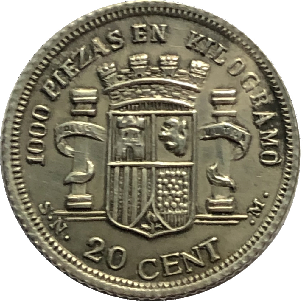 20 céntimos 1870. Gobierno Provisional. Falsa actual 20_cen13