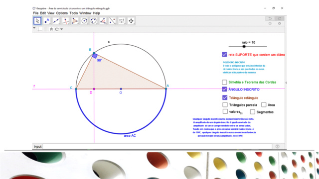 Área do semicírculo circunscrito a um triângulo retângu Slid1046