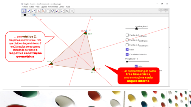 Incentro e circunferência inscrita a um triângulo Slid1906