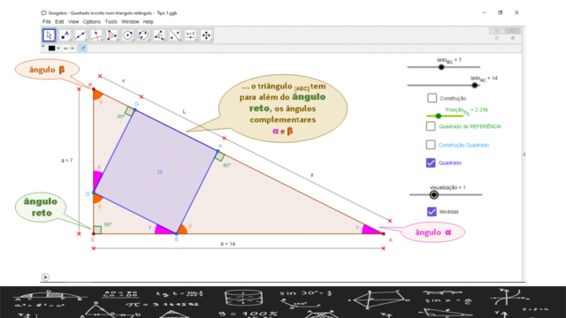 Quadrado inscrito num triangulo retângulo - Tipo 1 Slid2632